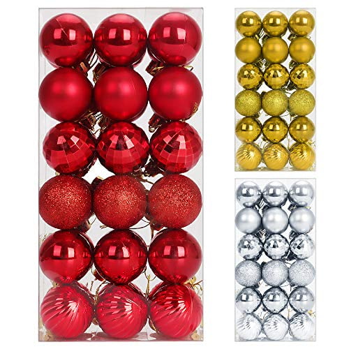 36ct Red Christmas Ball Ornaments 60mm Shatterproof Christmas Tree Decorations with Hanging Loop for Xmas Holiday Party Decor Red 